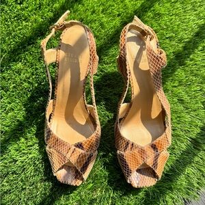 Vintage Stuart Weitzman Leather Peeptoe Slingback Heels Made in Spain